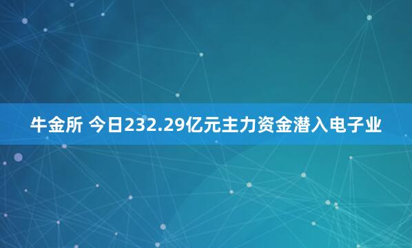 牛金所 今日232.29亿元主力资金潜入电子业